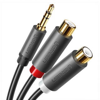 유그린 스테레오 3.5mm M to 2 RCA F 오디오 케이블 혼합색상, 1개, AV109