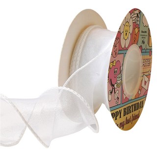 프리미엄 샤 쉬폰 오간디 리본 4cm, 화이트, 1개, 9m