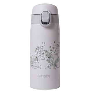 TIGER 虎牌 Super Clean Plus 圖騰藝術保溫保冷隨行杯 MCT-A351, 350ml, 淺灰色(MCT-A351WT), 1個