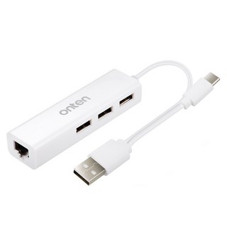 Coms USB 3.1 Type C集線器 + 乙太網路轉換器 RJ45 10100Mbps 2合1 USB 2.0 3埠 3port FW774, 1個