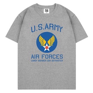The Team Air Force 大尺碼 20支紗透氣短袖印花T恤, 灰色