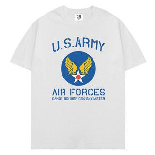 The Team Air Force 大尺碼 20支紗透氣短袖印花T恤, 白色