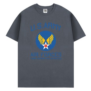 The Team Air Force 大尺碼 20支紗透氣短袖印花T恤, 炭灰色