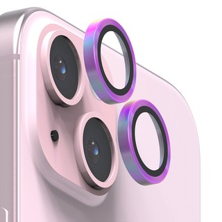 엑씨 빛번짐 방지 9H 강화유리 메탈 링 휴대폰 카메라 렌즈 보호필름 세트 오로라, 1세트