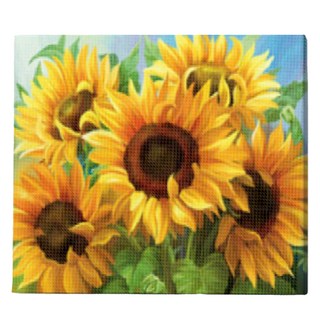 루아즈 보석십자수 DIY 키트 세트 패브릭형, 14 다섯송이 해바라기, 1세트