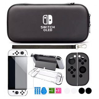 HOHOO Nintendo Switch OLED 5合1全配組合, 1套, 黑色, 單一商品
