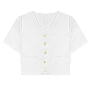 ISABEY 女款 金色鈕扣 無領花呢夾克 VIJAE2144