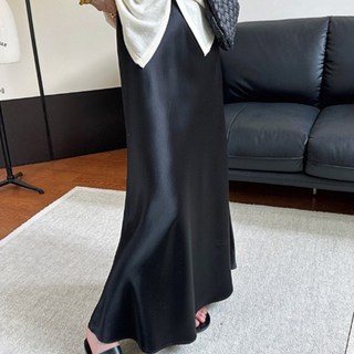 I'M MONG 女款Motiro緞面光澤鬆緊帶長版修身裙