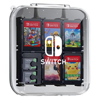 HOHOO 任天堂 Switch 遊戲卡匣收納透明盒 12格, 單一商品, Switch 標誌, 1個