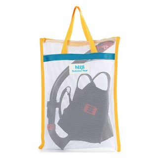 Hiji 短蛙鞋多功能網袋, 白色 + 黃色, 1個
