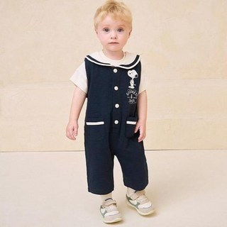 milkmile Peanuts 兒童款 史努比 海軍風 吊帶褲