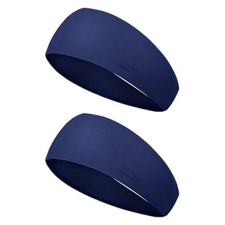 Itgom 寬版彈力運動髮帶 頭巾, 海軍藍, 2個