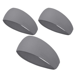 Itgom 寬版彈力運動髮帶 頭巾, 灰色, 3個