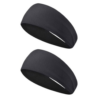 Itgom 寬版彈力運動髮帶 頭巾, 黑色, 2個