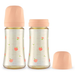 GROSMIMI 幼兒用PPSU Sky Balloon奶瓶雙入組, 玫瑰珊瑚, 300ml, 2個