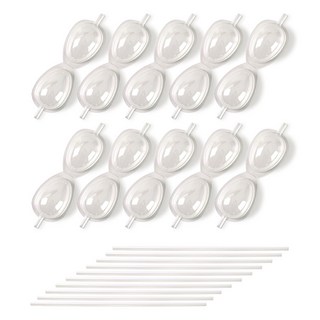 Morningscent DIY包裝套組 健達出奇蛋外殼 10入 + 吸管棒 10入 套組, 透明(外殼), 白色(棒子), 1套