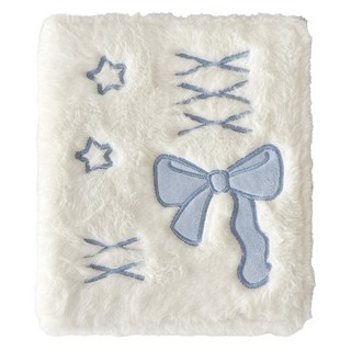 KOKA 6孔小卡毛絨活頁本 + 內頁組, 白色 藍色蝴蝶結(活頁本)