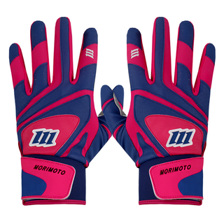 MORIMOTO 輕量透氣打擊羊皮棒球手套 雙手穿戴, 1套, 天空藍 + 粉紅色