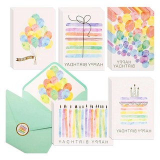 꼬까 생일 축하 카드 5종 6p + 봉투 6p, 혼합색상, 1세트