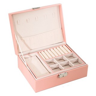 리빙공감 2단 오픈형 칸분할 쥬얼리 보관함, 핑크, 1개