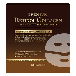 WellDerma A醇膠原蛋白緊緻貼膚面膜, 4片, 1盒