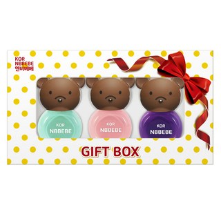 NBBEBE 兒童指甲油 3種禮盒, 趣味薄荷綠,奶油粉紅,亮紫色, 1組