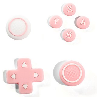 HOHOO 任天堂 Switch Joy-Con OLED Lite 經典搖桿帽 + 按鍵貼紙組, 1套, 單一商品, 粉紅色