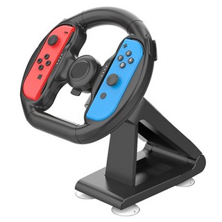 HOHOO Joy-Con 賽車方向盤 適用於任天堂手把握把 瑪利歐賽車8 擬真方向盤支架, 黑色, 單一商品, 1個