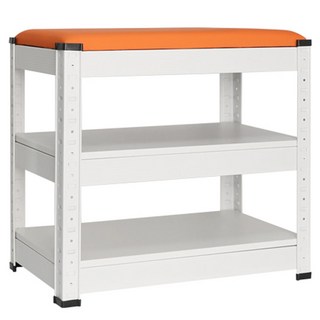 HICKIES 鐵製框架玄關穿鞋椅鞋櫃, 橘色, 2層