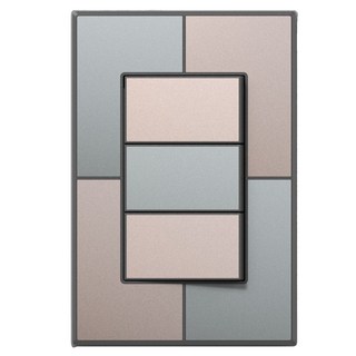 TILINS 1路3開關 綠米色 + 面板 深灰色, 1個