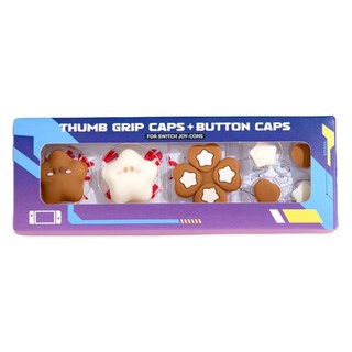 HOHOO Nintendo Switch OLED 馬卡龍搖桿帽 + 按鍵帽套組, 1套, 單一商品, 棕色