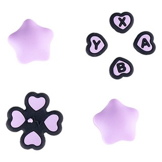 HOHOO Nintendo Switch OLED 星星造型搖桿帽 + 按鍵帽套組 愛心星星, 1套, 單一商品, 紫色 + 黑色