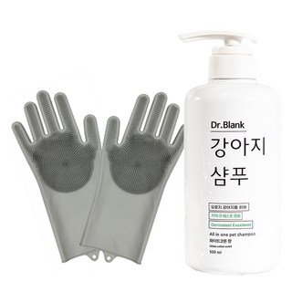 닥터블랭크 강아지 저자극 샴푸 500ml 화이트 코튼 향 + 실리콘 샤워 장갑 세트, 1세트