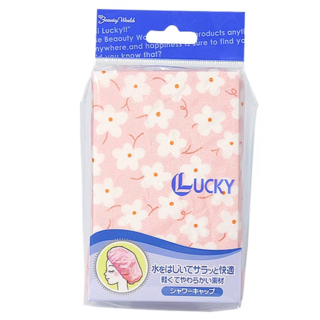 Beauty World LUCKY 日本製花卉浴帽, 直徑約30公分, 尼龍材質, 輕盈柔軟, 1包, 混和顏色