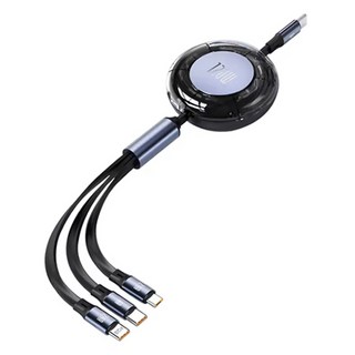 HOHOO Type-C-8-pin-5-pin 兼容 3 in 1 高速多功能充電柔性線, 1.2m, 1個, 黑色