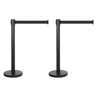 超值一體式不鏽鋼伸縮帶圍欄柱 黑色柱身 + 黑色伸縮帶組合, 2套