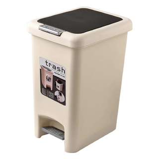 HOUDER 拍平方 雙開垃圾桶 20L, 43 x 34 x 25cm, 米黃色, 34 x 25 x 43cm