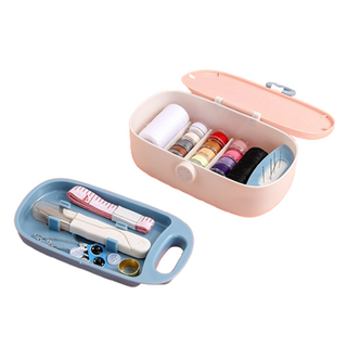 레디엘로 가정용 반짇고리 라운드 바느질 상자 세트, 핑크, 1세트