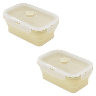 lilive 스팀홀 실리콘 접이식 밀폐용기 크림바닐라, 2개, 500ml