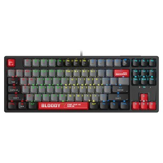 블러디 게이밍 유선 기계식 RGB 무한입력 키보드, Bloody S87 BK, 블랙