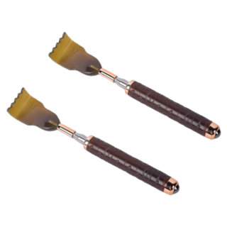 IrangIrang 便攜式指壓長度可調摺疊不求人, 棕色, 2個