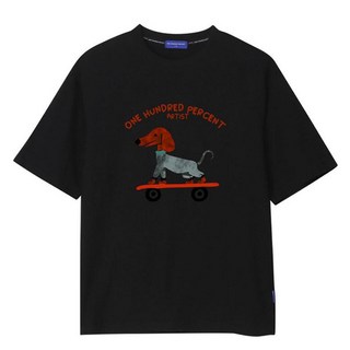 원헌드레드퍼센트 HARMONIA 닥스훈트 스케이트 통기성 세미오버 반팔 티셔츠