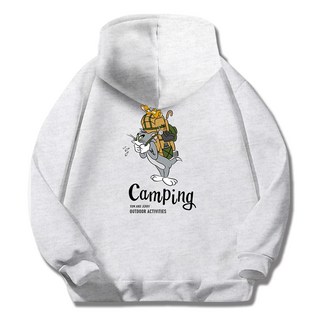 ILLUSO 特絨棉湯姆貓與傑利鼠露營連帽T恤