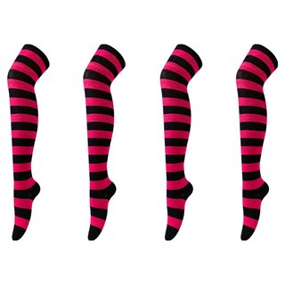 Allode 女款寬條紋派對高筒及膝襪4雙組