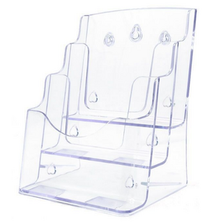 스타리움 아크릴 전단지 카달로그 꽂이 A4 3단, 투명, 1개