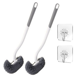 무식이네 꼼꼼 커브형 욕실 변기 청소솔 + 후크홀더 세트, 그레이, 2세트
