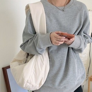 Dabiglow 輕量尼龍半月斜背包, 白色