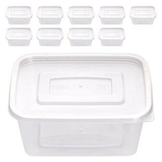 생활미소 사출 직사각 밀폐용기, 10개, 500ml