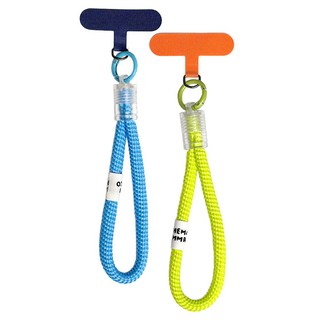 MONACO OLIVE 手機防盜防丟失掛繩2件組, 1套, 藍色, 黃色