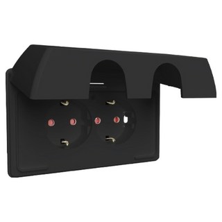 Legrand 羅格朗 Apella Black Simple 防水橫式防滴型2孔嵌入式插座, 1個